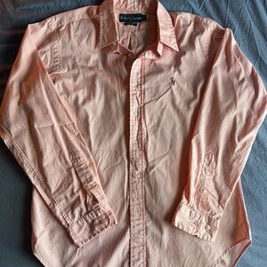 90’s Vintage Ralph Lauren Men's Light Pink Button Down Shirt